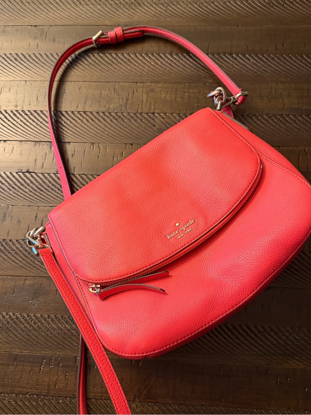 kate spade Stop Light Red Pebbled Jackson Leather Crossbody Bag